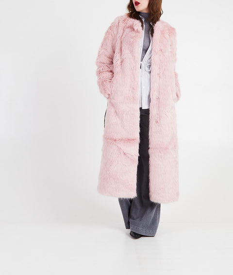 Pink Premium Maxi Oversized Faux Fur Coat