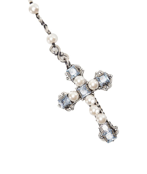 Collana di perle con croce #bianco