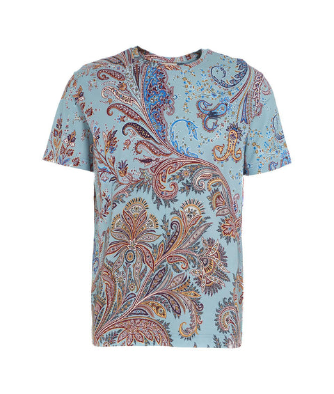 T-shirt con stampa paisley #blu