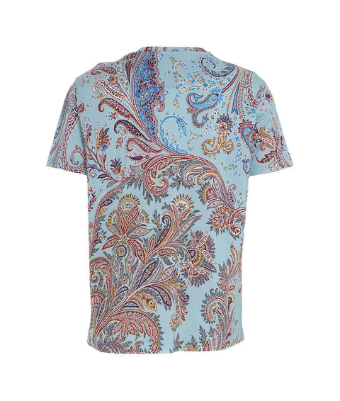 T-shirt con stampa paisley #blu
