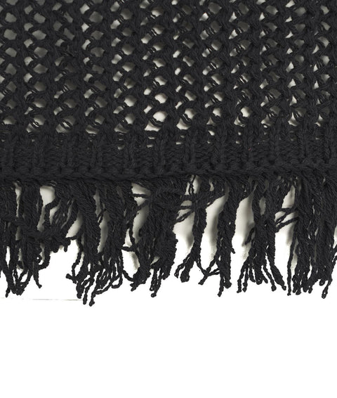 Gilet in maglia con frange #nero