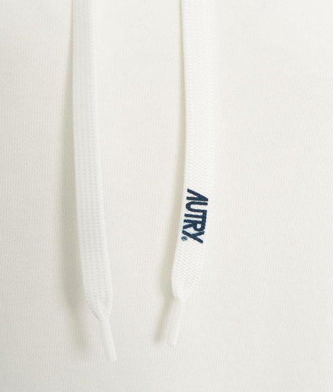 Felpa con cappuccio con etichetta con logo #bianco