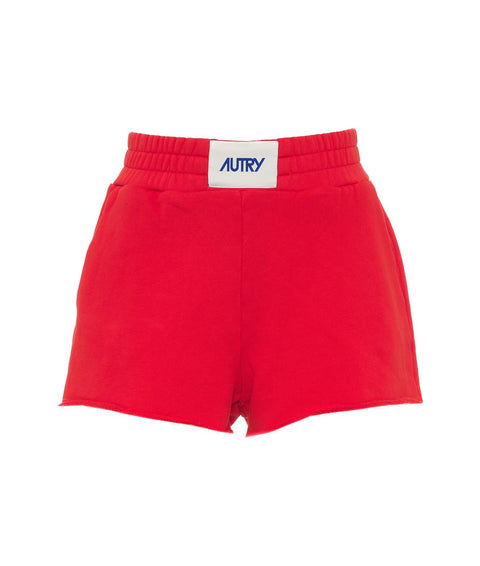 Shorts mit logo label #rosso