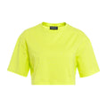 T-shirt cropped con applicazione di strass #giallo