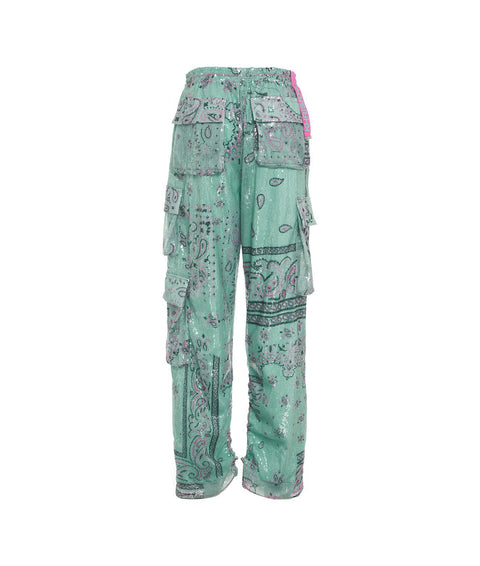 Pantaloni cargo con paillettes #verde