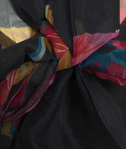 Blusa in organza con stampa floreale #nero