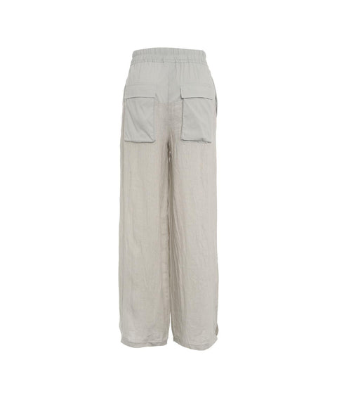 Pantaloni di lino a gamba larga #grigio