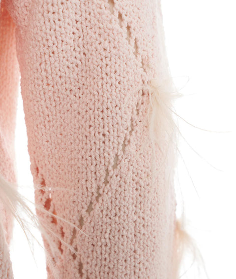 Maglia con dettagli in piume #rosa