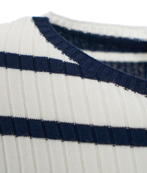 Striped T-shirt in ribbed knit #blu