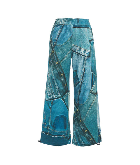 Pantaloni con stampa patchwork #blu