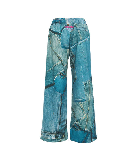 Pantaloni con stampa patchwork #blu