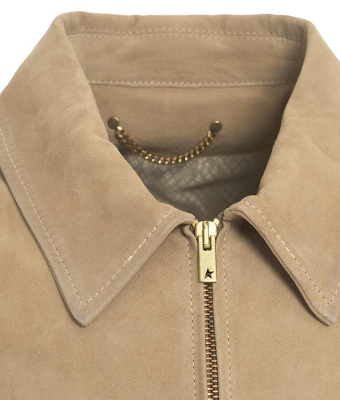 Giacca in pelle scamosciata #beige