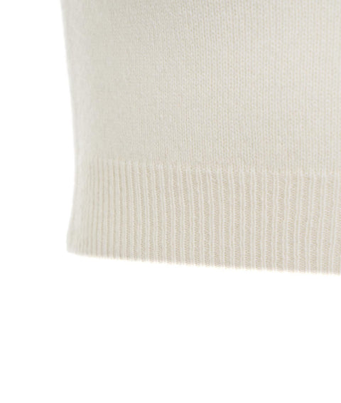 Top cropped in cashmere #bianco
