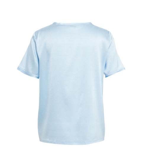 T-shirt in seta #blu
