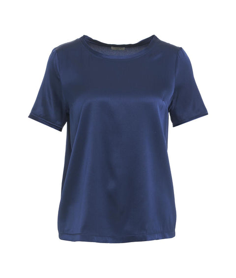 T-shirt in seta #blu