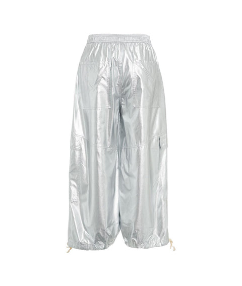 Pantalone cargo laminato "Pechino" #argento