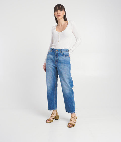 Jeans in Mom-Fit #blu