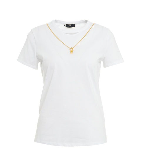 T-shirt con collana logata #bianco