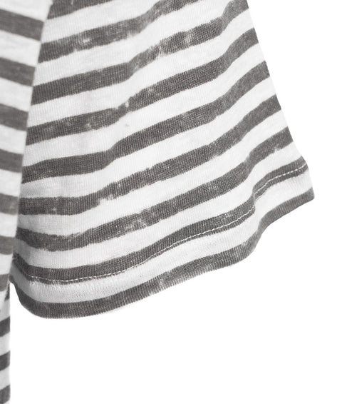 Maglietta "Lino" con strisce a contrasto #grigio