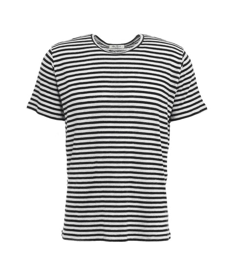 Maglietta "Lino" con strisce a contrasto #nero