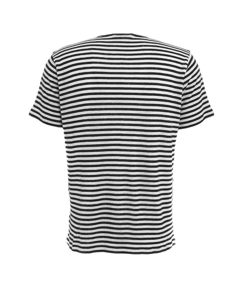 Maglietta "Lino" con strisce a contrasto #nero