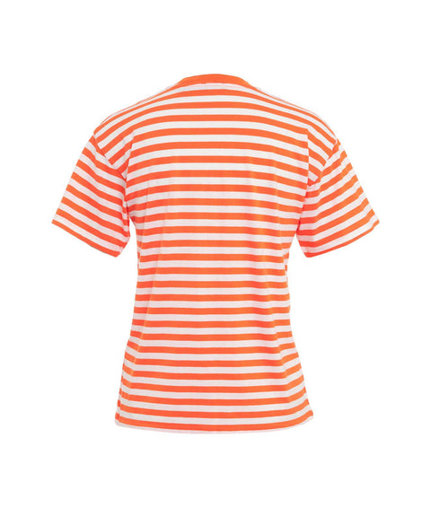 T-shirt con stampa a righe #arancione
