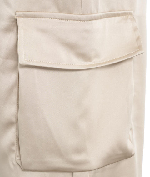 Pantaloni cargo con etichetta logo #beige