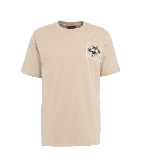 T-shirt con logo ricamato #beige