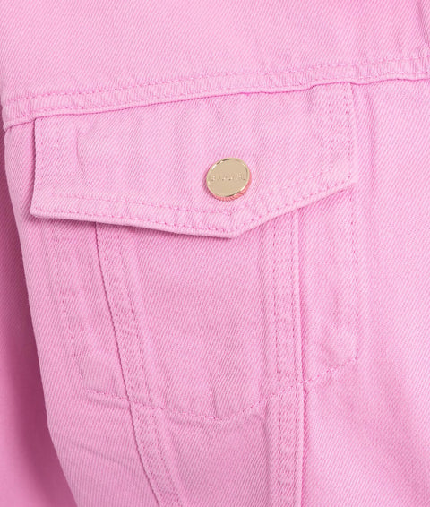 Giacca cropped in denim #pink