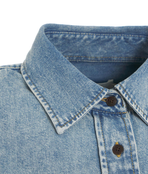 Giacca di jeans con logo ricamato #blu