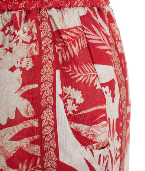 Pantaloni con stampa tropicale #rosso