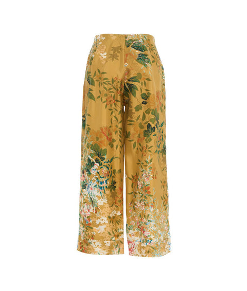 Pantaloni palazzo con stampa floreale #giallo