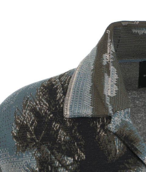 Camicia in maglia con motivo tropicale #grigio