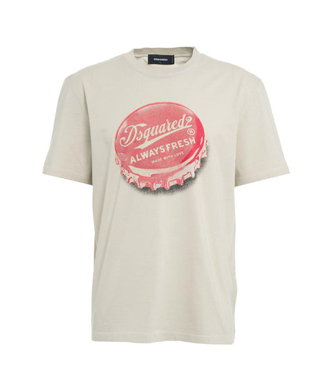 T-shirt con stampa logo #beige