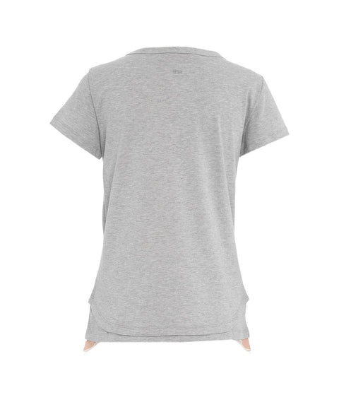 T-shirt con inserto in pizzo #grigio