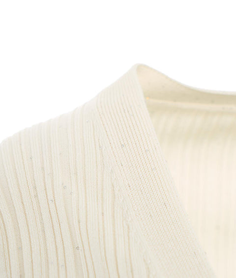 Cardigan in maglia con strass #bianco