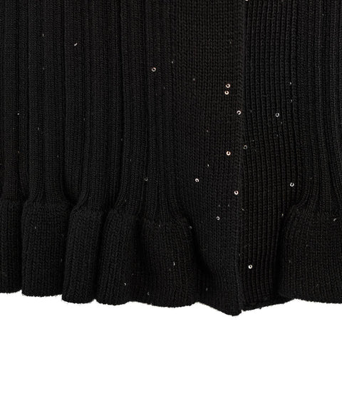 Cardigan in maglia con strass #nero