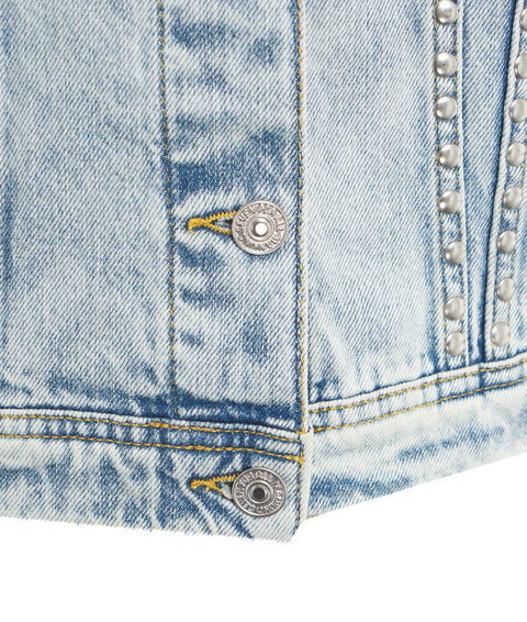 Giacca di jeans con borchie #blu