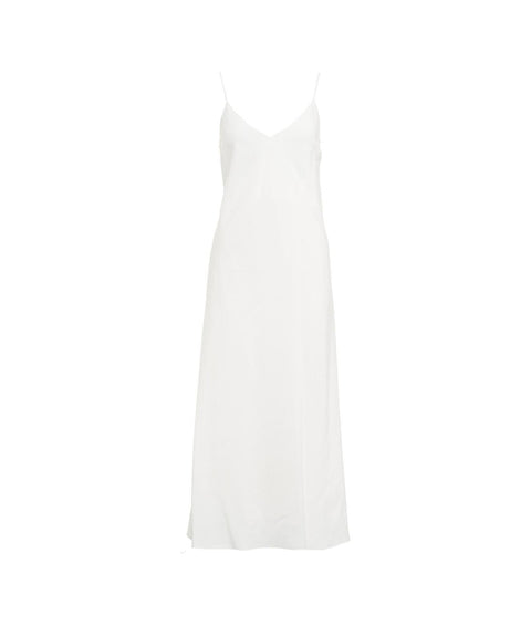 Slip dress in misto lino #bianco