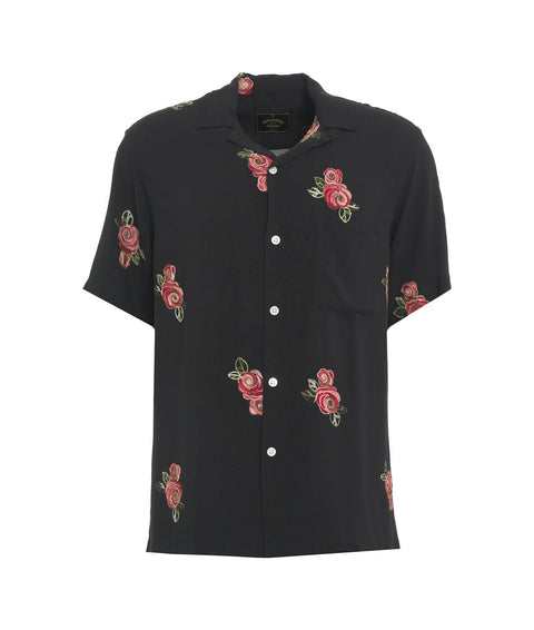 Camicia con ricamo floreale #nero