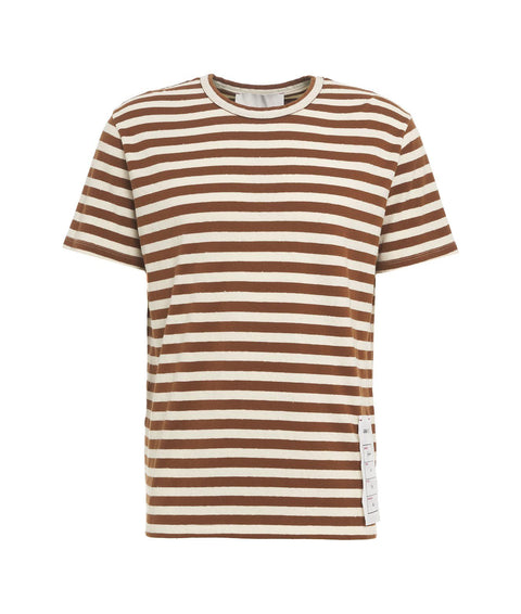 T-shirt con stampa a righe #marrone