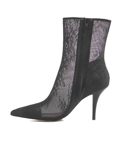Ankle Boots in pizzo "Lucy" #nero