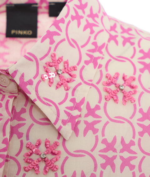 Camicia "Cureti" con ricamo di perline #rosa