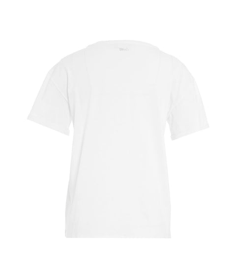 T-shirt con applicazione di strass #bianco