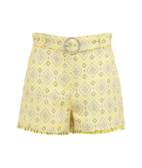 Pantaloncini in tessuto intrecciato #giallo