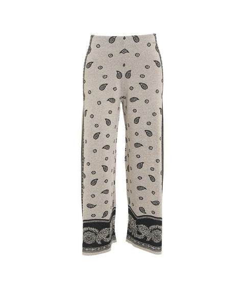 Pantaloni in maglia con stampa paisley #grigio