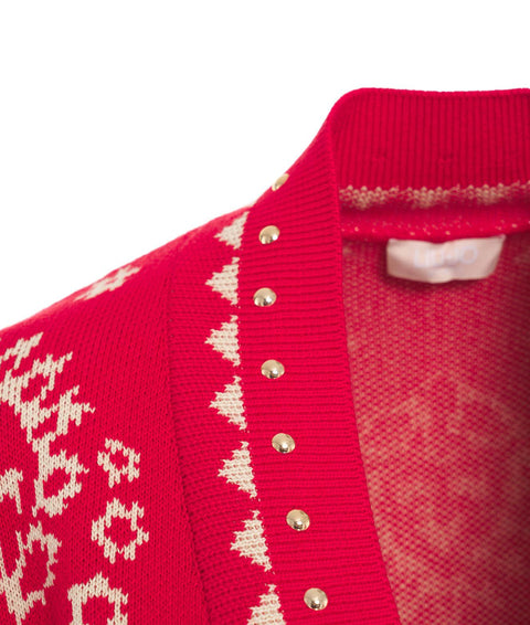 Cardigan in maglia con pattern #rosso