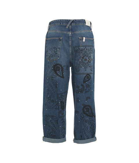 Jeans con stampa paisley #blu