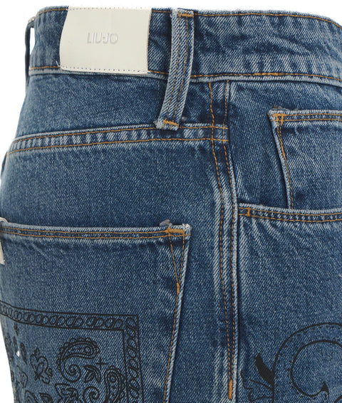 Jeans con stampa paisley #blu