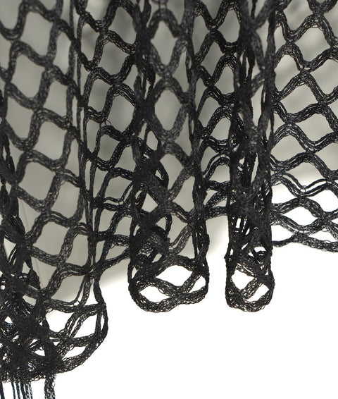 Poncho in maglia con frange #nero